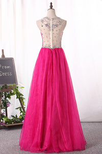 2024 Prom Dresses Scoop Organza A Line With Beading Floor Length