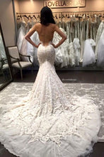 Load image into Gallery viewer, 2024 Mermaid/Trumpet Sweetheart Tulle Wedding Dresses With Appliques Zipper Up