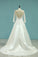2022 Deep V Back Boat Neck A Line Satin Wedding Dresses With Applique