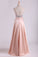 2024 Open Back Halter Prom Dresses Beaded Bodice Satin Floor-Length