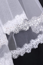 Load image into Gallery viewer, Two-Tier Finger-Tip Bridal Veils With Lace