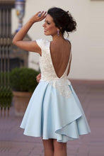Load image into Gallery viewer, 2024 Scoop Open Back Satin &amp; Lace A Line Short/Mini Homecoming Dresses