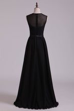 Load image into Gallery viewer, 2024 Scoop A Line Evening Dresses Chiffon With Ruffles &amp; Sash