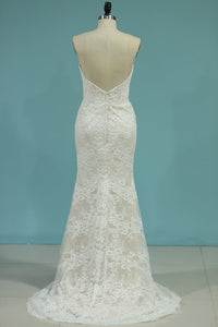 2022 Wedding Dresses Mermaid Lace With Removable Train Cathedral Train