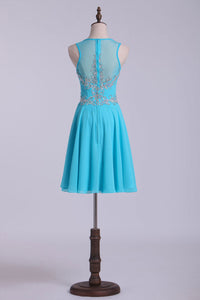2022 Scoop Homecoming Dresses A-Line Short With Beads Chiffon