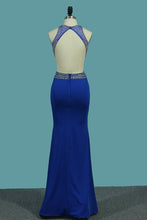 Load image into Gallery viewer, 2022 Mermaid Prom Dresses Open Back Scoop With Beads And Slit