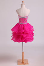 Load image into Gallery viewer, 2022 Homecoming Dresses Sweetheart A Line Organza With Beading Short/Mini