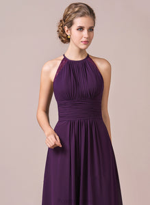 Silhouette Halter Length Fabric Floor-Length Lace A-Line Embellishment Ruffle Neckline Pat Spaghetti Staps Bridesmaid Dresses