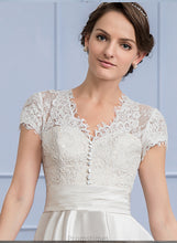 Load image into Gallery viewer, Wedding Dresses Dress V-neck Satin Tea-Length A-Line Lace With Wedding Alivia Ruffle
