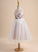 Neck Tea-length With Sleeveless Girl Micaela Dress Flower Flower Girl Dresses - A-Line Lace/Beading/Flower(s) Scoop Tulle