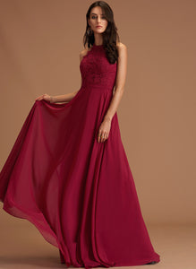 Floor-Length Rosalind A-Line Prom Dresses Chiffon Scoop Lace