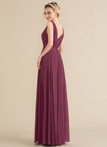 Neckline V-neck Length A-Line Embellishment Pleated Silhouette Floor-Length Fabric Viviana A-Line/Princess Natural Waist Bridesmaid Dresses