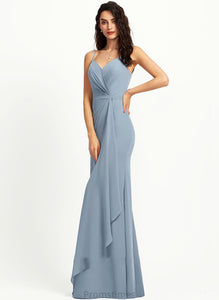 Straps Sheath/Column Floor-Length Fabric Length Silhouette Neckline V-neck Rayne Bridesmaid Dresses