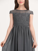 Load image into Gallery viewer, With Destinee Scoop Junior Bridesmaid Dresses Lace A-Line Chiffon Ruffle Neck Floor-Length