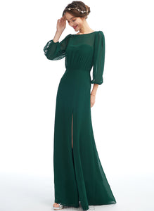 Floor-Length Embellishment Straps ScoopNeck Neckline SplitFront Silhouette A-Line Length Anne Bridesmaid Dresses