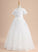 Flower Girl Dresses Short Floor-length Lace/Beading/Sequins With Ball-Gown/Princess Neck Girl Flower Dress - Scoop Adelyn Sleeves Tulle