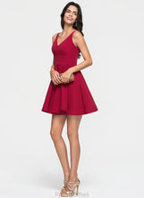 Load image into Gallery viewer, A-Line Zara Homecoming Dresses Short/Mini Homecoming Stretch V-neck Dress Crepe