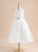 Neck - Jayden Tea-length Girl Dress Sleeveless Beading Scoop Tulle A-Line Flower With Flower Girl Dresses