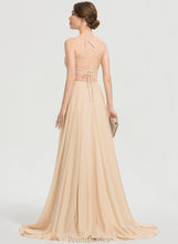 Load image into Gallery viewer, Sweep Prom Dresses A-Line Train Chiffon Britney Square With Sequins Beading