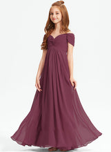 Load image into Gallery viewer, Elianna Ruffle Floor-Length With Chiffon Off-the-Shoulder Junior Bridesmaid Dresses A-Line