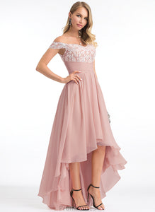 Wedding Dresses Chiffon Dress Off-the-Shoulder Wedding Lace Asymmetrical With Pleated A-Line Adelyn