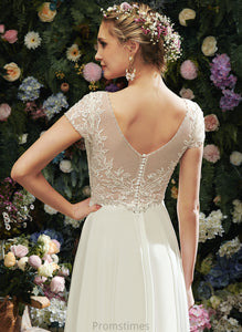 Dress Wedding With Gina Chiffon Sequins Wedding Dresses Beading Floor-Length Lace A-Line V-neck
