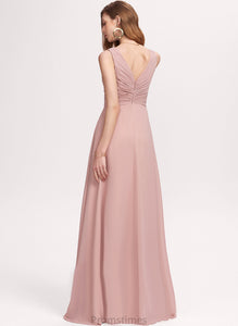 Pleated Floor-Length With A-Line V-neck Chiffon Kayley Prom Dresses