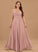 Floor-Length Maureen A-Line V-neck With Pleated Chiffon Prom Dresses