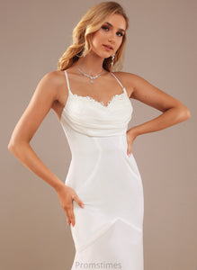 Trumpet/Mermaid V-neck Wedding Val Dress Sweep With Lace Chiffon Train Wedding Dresses