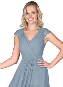 Cailyn Short Sleeves A-Line/Princess V-Neck Knee Length Natural Waist Bridesmaid Dresses