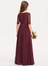 Load image into Gallery viewer, Neck Sabrina A-Line Chiffon Scoop Junior Bridesmaid Dresses Lace Floor-Length
