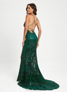 Marianna Prom Dresses With Train Trumpet/Mermaid Sequins Sequined Sweep Scoop