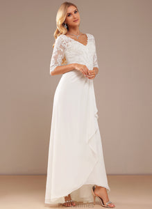 Julissa A-Line Chiffon V-neck With Wedding Dresses Lace Ruffle Asymmetrical Wedding Dress
