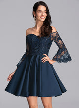 Load image into Gallery viewer, A-Line Homecoming Dresses Lace Homecoming Short/Mini Dress With Satin Off-the-Shoulder Shelby