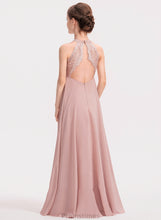 Load image into Gallery viewer, Lace Chiffon Alanna Neck A-Line Floor-Length Scoop Junior Bridesmaid Dresses
