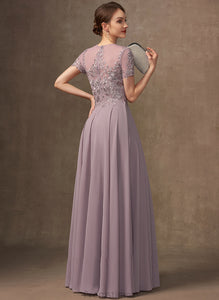 of Mother of the Bride Dresses Floor-Length A-Line Scoop Mother Lace Neck Dress the Beading Chiffon Sequins With Philippa Bride