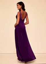 Load image into Gallery viewer, Naomi Floor Length Natural Waist Short Sleeves Spandex Sheath/Column Scoop Bridesmaid Dresses