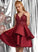 Homecoming Dresses With Satin A-Line V-neck Lace Short/Mini Kaitlyn Beading Homecoming Dress Sequins