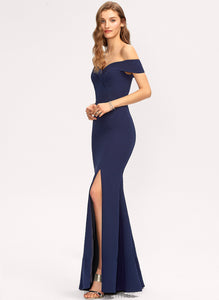 Off-the-Shoulder Split Trumpet/Mermaid Crepe With Guadalupe Stretch Prom Dresses Front Floor-Length
