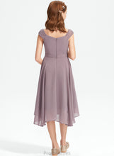 Load image into Gallery viewer, Chiffon V-neck A-Line With Ruffle Junior Bridesmaid Dresses Knee-Length Adrienne Lace