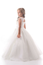 Load image into Gallery viewer, 2024 Flower Girl Dresses A Line Scoop Tulle With Beads And Handmade Flowers