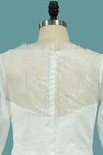 Load image into Gallery viewer, 2024 Bateau Mermaid 3/4 Length Sleeves Satin Wedding Dresses Court Train Detachable