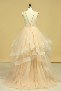 2024 Popular Scoop Ball Gown Tulle Floor Length With Beading