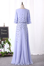 Load image into Gallery viewer, 2024 Scoop Mother Of The Bride Dresses Mid-Length Sleeves A Line With Beads
