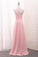 2022 Scoop A Line Chiffon Bridesmaid Dresses With Ruffles And Slit Floor Length