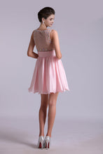 Load image into Gallery viewer, 2022 Lovely Homecoming Dresses A Line Scoop Chiffon Short/Mini