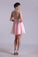 2022 Lovely Homecoming Dresses A Line Scoop Chiffon Short/Mini