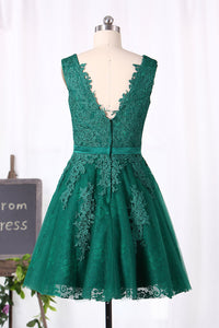 2022 New Arrival Homecoming Dresses With Sash A Line Scoop Tulle & Appliques