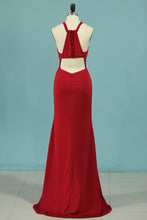 Load image into Gallery viewer, 2022 Sheath Spaghetti Straps Spandex Open Back Evening Dresses