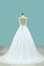 Load image into Gallery viewer, 2022 Wedding Dresses A Line Scoop Tulle With Applique Court Train
